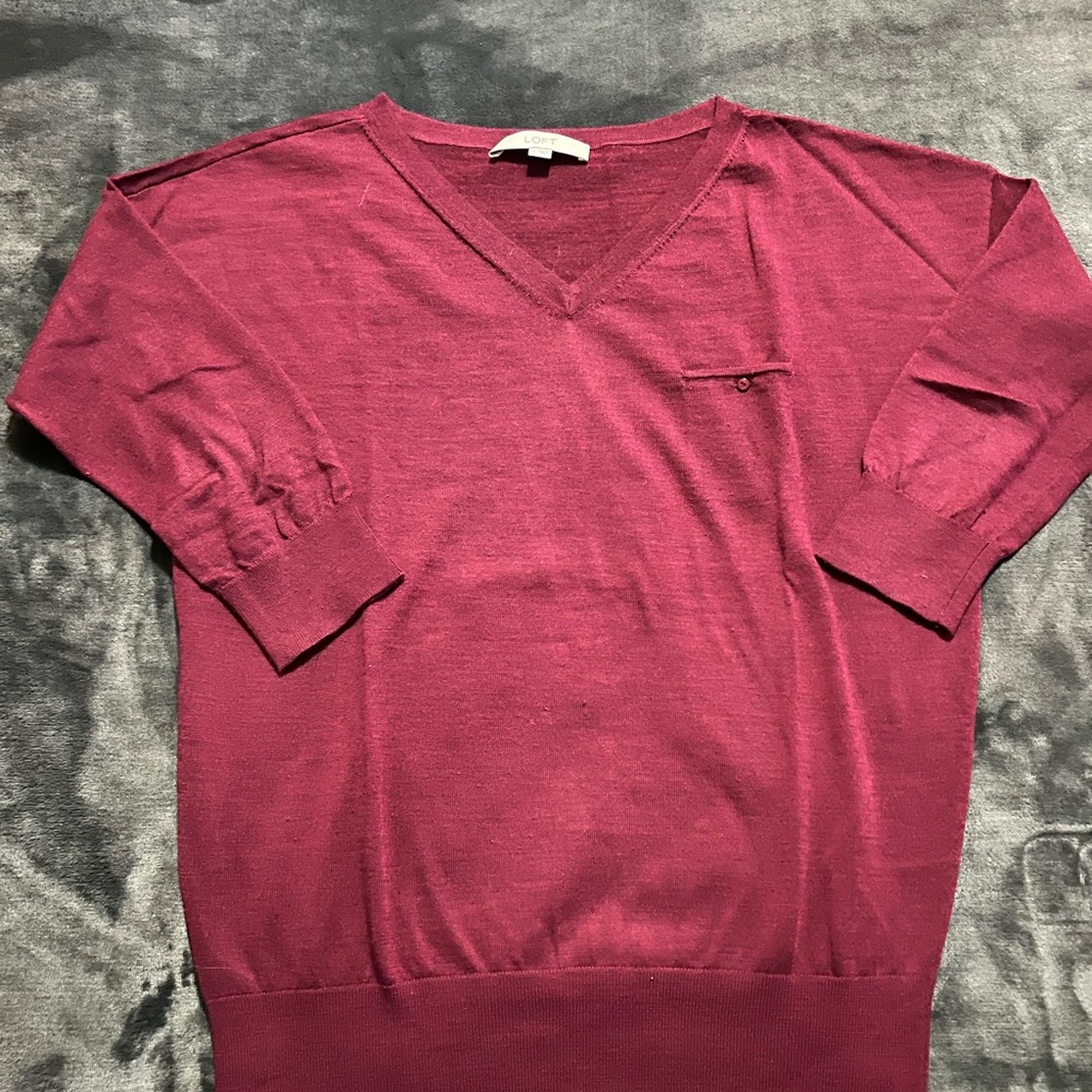 LOFT Burgundy Knit Sweater